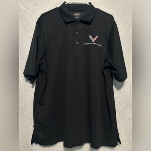 Official Corvette Museum Black Embroidered Emblem Short Sleeve Polo XL